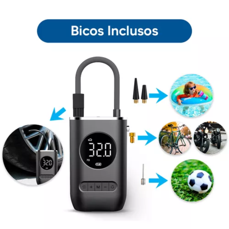 Mini Compressor Digital Portátil - Para Motocicletas, Carro, Bicicleta